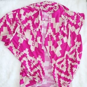Aztec pattern pink and cream cardigan Tyche